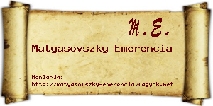 Matyasovszky Emerencia névjegykártya